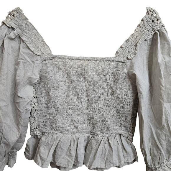 NWT Rebellion Again Womens Crochet Blouse Size Small Boho Peasant Ruffle Hippie - Picture 5 of 12